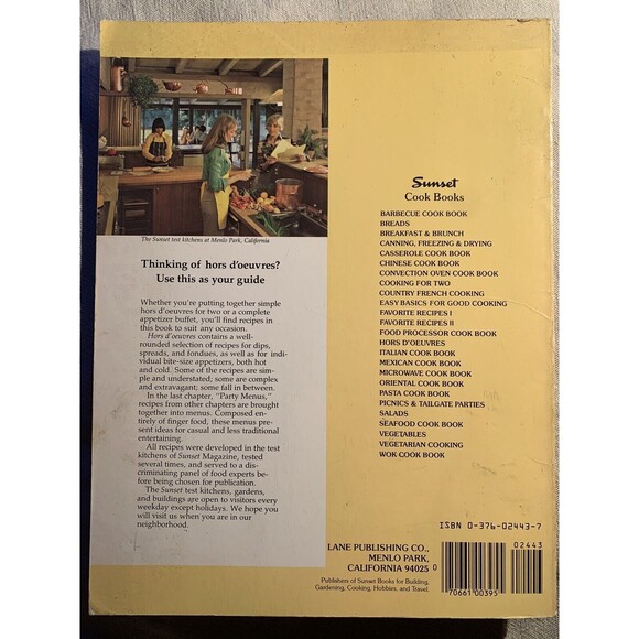 ‘82 SUNSET HORS D'OEUVRES Appetizers spreads & dips Softcover Cookbook 2nd Print - Picture 2 of 6